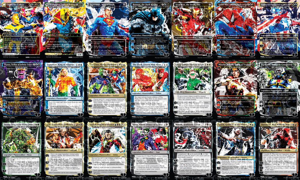 DC x Marvel Magic The Gathering Proxy Commander Deck - Super friends/Planeswalkers