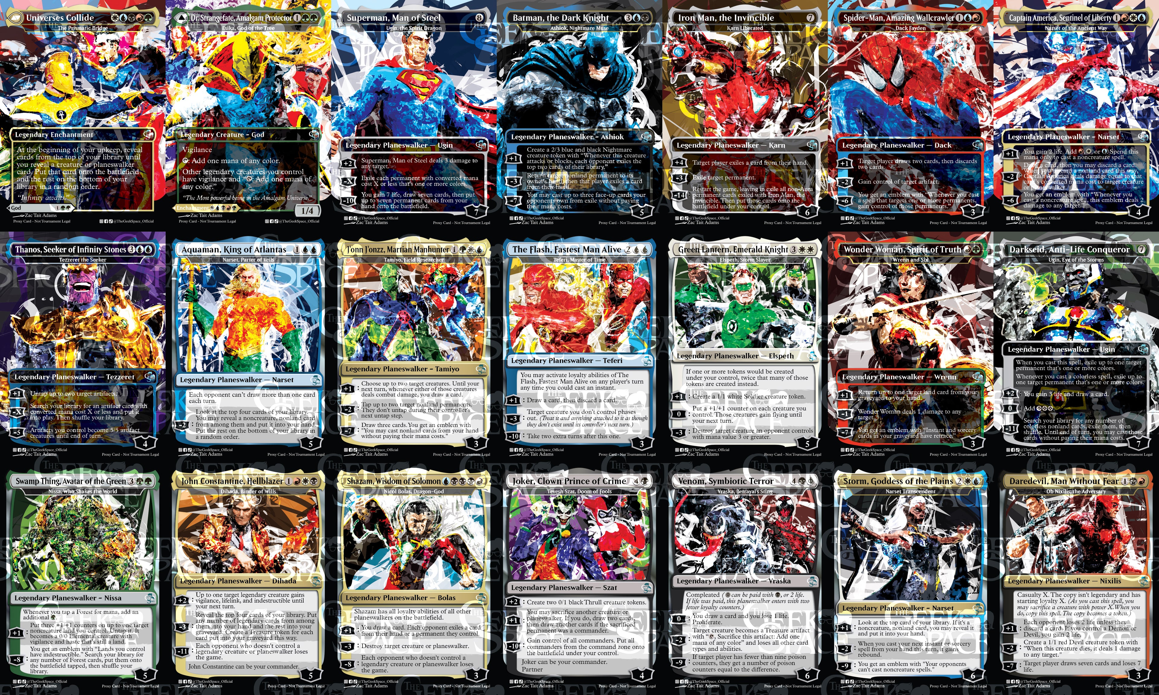 DC x Marvel Magic The Gathering Proxy Commander Deck - Super friends/Planeswalkers