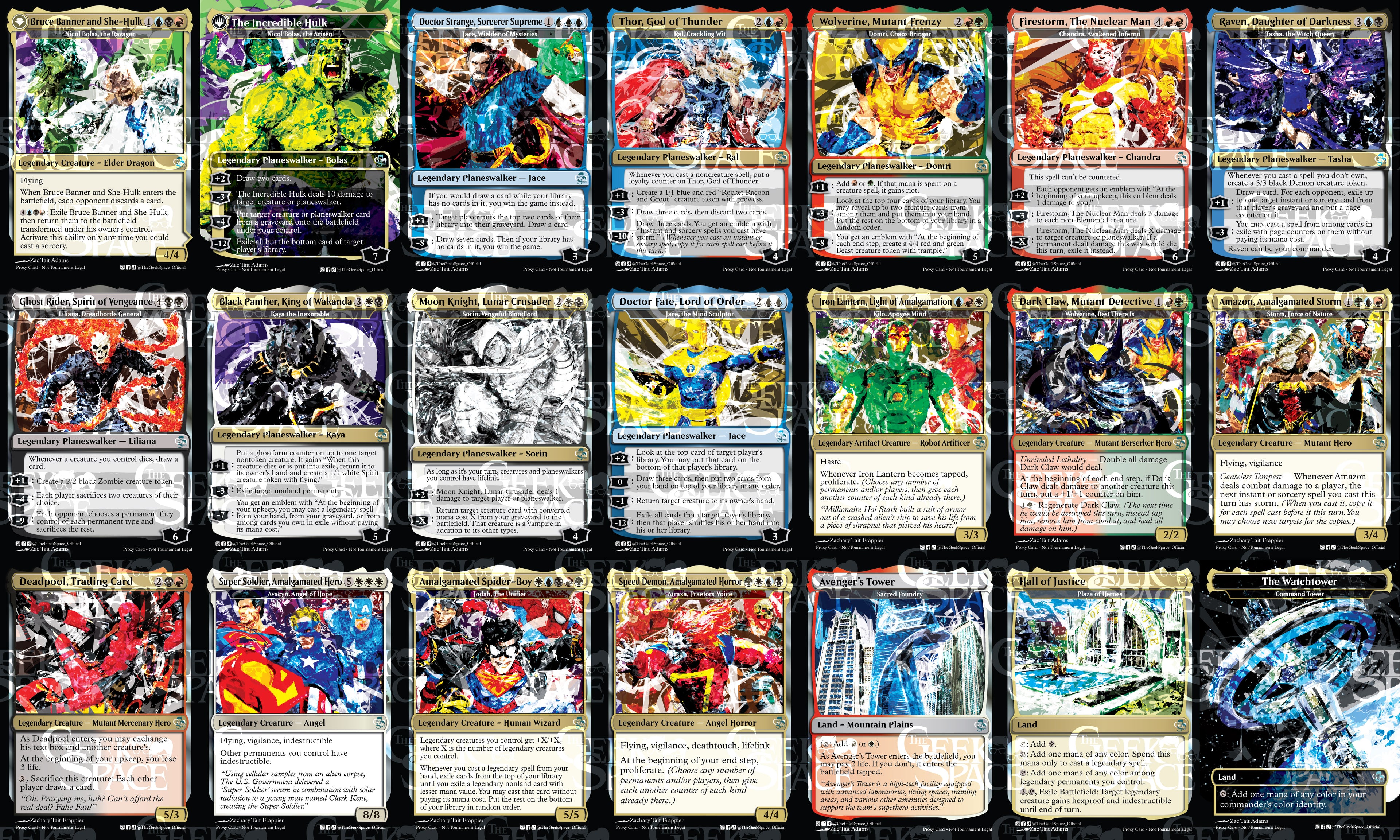 DC x Marvel Magic The Gathering Proxy Commander Deck - Super friends/Planeswalkers